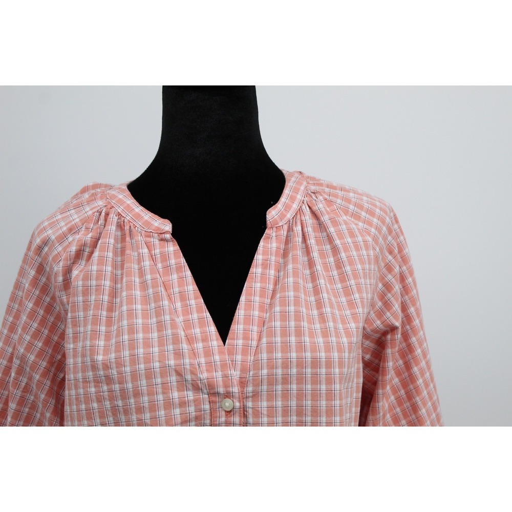 Levi's XSmall Top Lainey Blouse Mona Plaid Terra Cotta Orange 100% cotton EXC - Picture 4 of 10